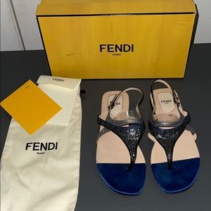 Fendi Multicolor Glitter And Patent Sandals